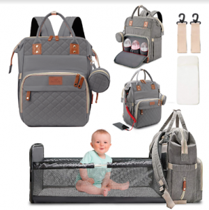 The Place My Baby 3 in 1 Foldbale Diaper Bag Baby Bed Portable Bassinet Crib Backpack Travel/Sleep
