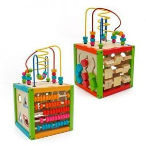 The Place My Baby 5 in 1 Activity Cube Toys Baby Educational Wooden Bead Maze Shape Sorter