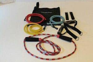 The Place Sport FITNESS GEAR RESISTANCE BANDS (3) & PLASTIC SEGMENTED BEADED JUMP ROPE